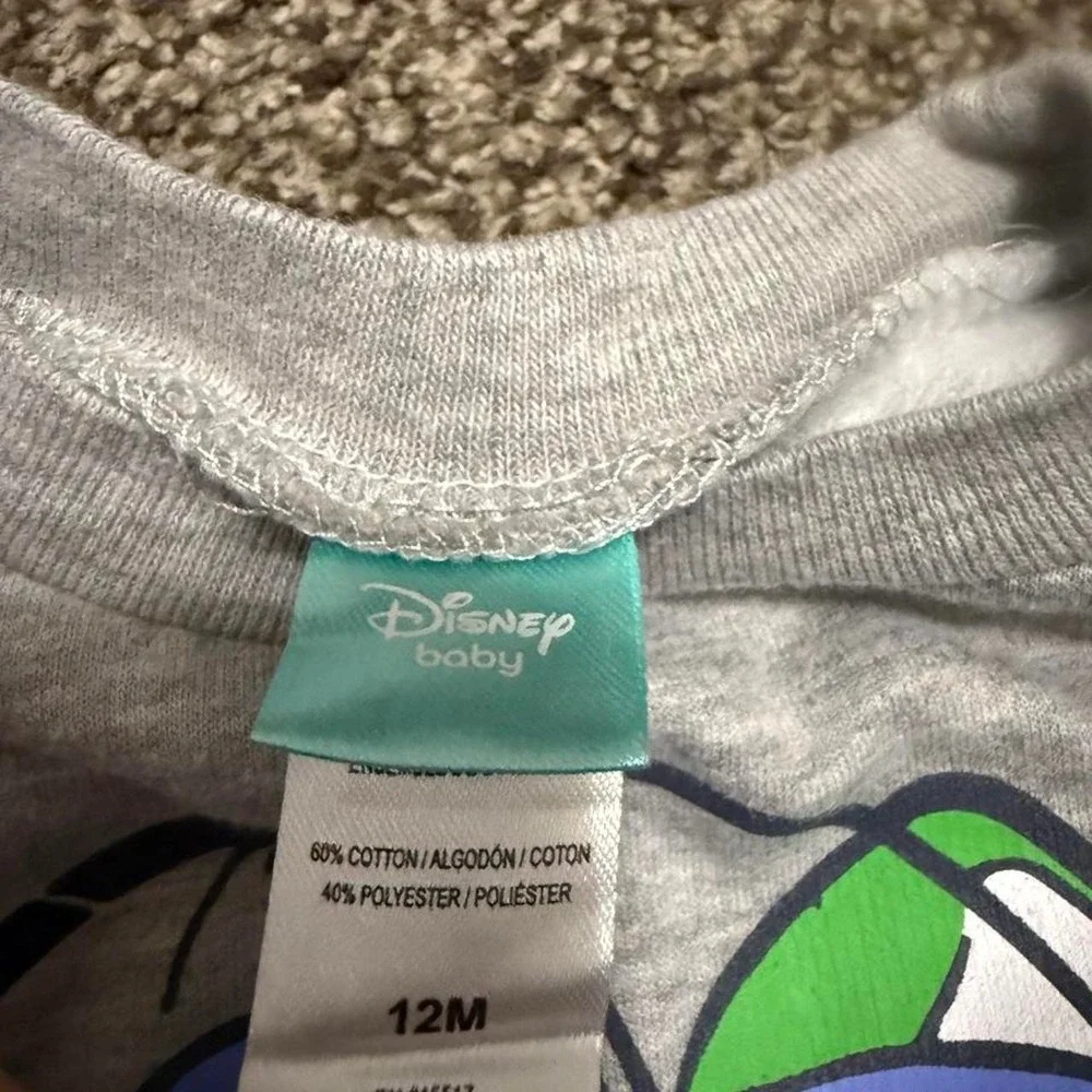 Disney Baby Toy Story Buzz Woody Rex Gray Fleece Sweatshirt Jogger Set 12M